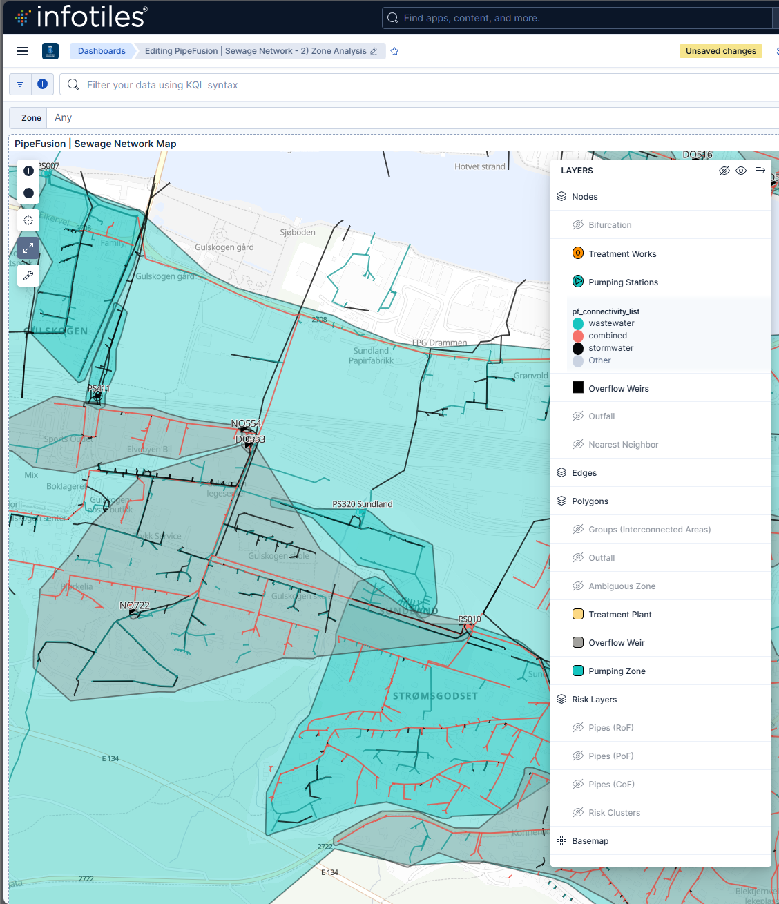 Automatically generated sewage zone map